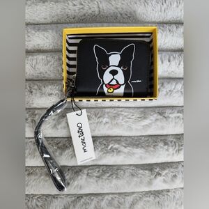 Marc Tetro Boston Terrier Black Dog Wallet Wristlet NWT